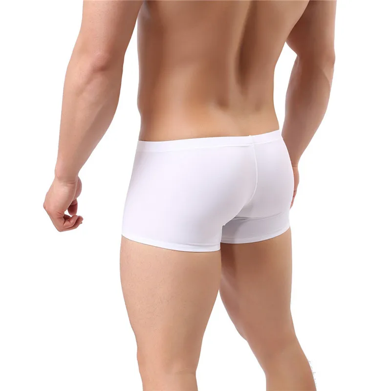 Трусы боксеры мужские прозрачные из вискозы пикантное нижнее белье с длинным