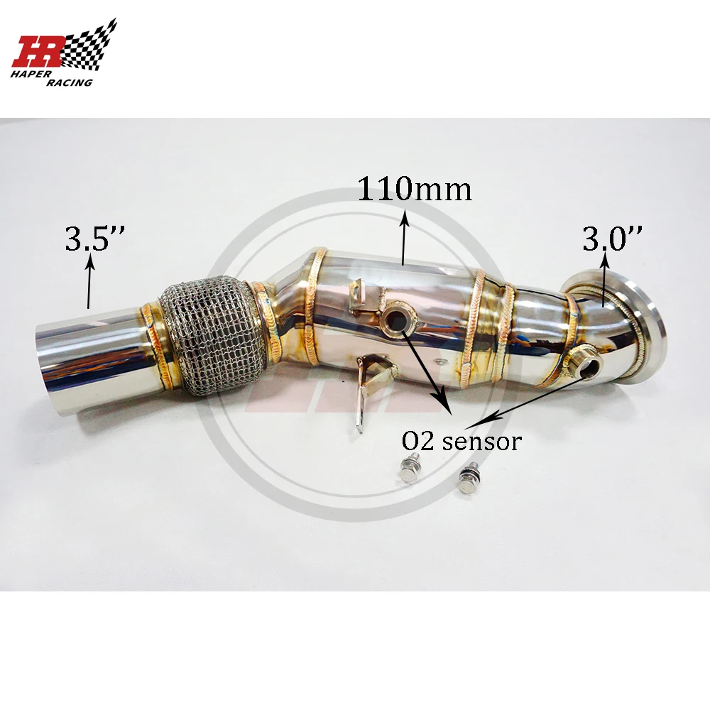 HP RACING 3 5 ''Turbo Downpipe для двигателя B48 F30 F31 F34 320i 330e 430i 530i 2.0L 2016 + 200cell catted с тепловым