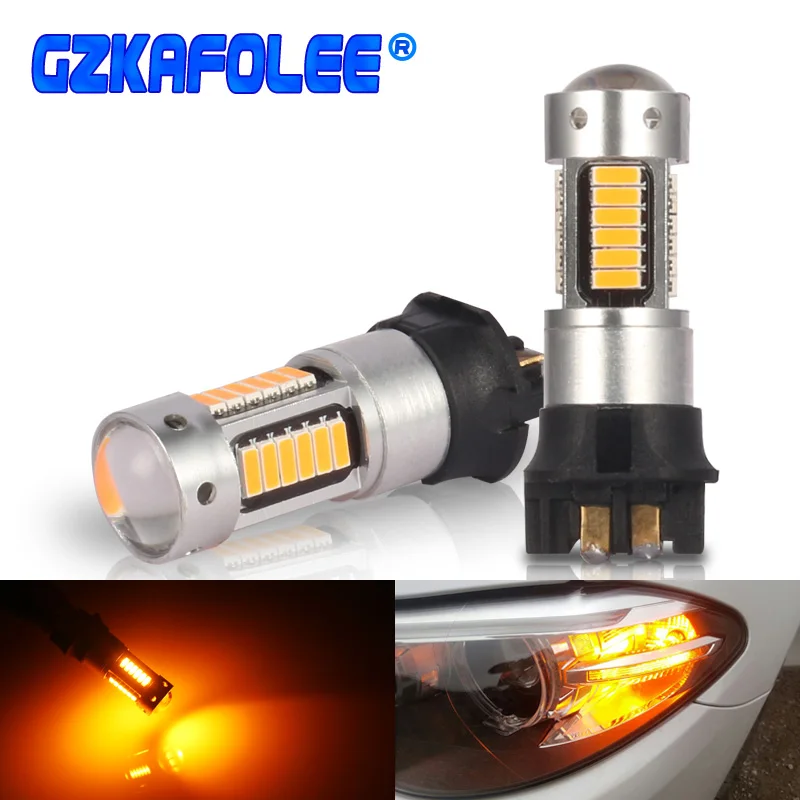 2 шт. Canbus OBC PW24W PWY24W светодиодный лампы указатели поворота для Audi A3 A4 Q7 BMW Volkswagen