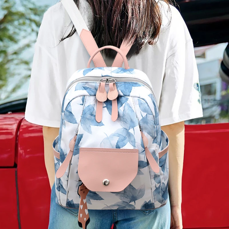 2019 Модный водонепроницаемый нейлоновый женский рюкзак с цветочным принтом