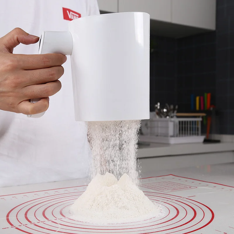 

1 Liter Electric Flour Sieve Icing Sugar Powder Handheld Stainless Steel Flour Screen Cup Shaped Sifter Kitchen Pastry Cake Tool