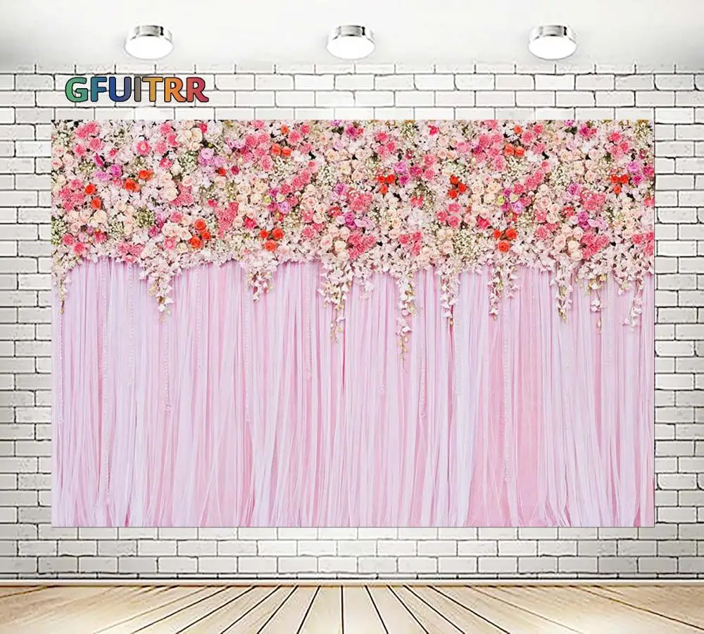 GFUITRR розовый цветок фон Свадебные душ фотография Фон Цветочные виниловый