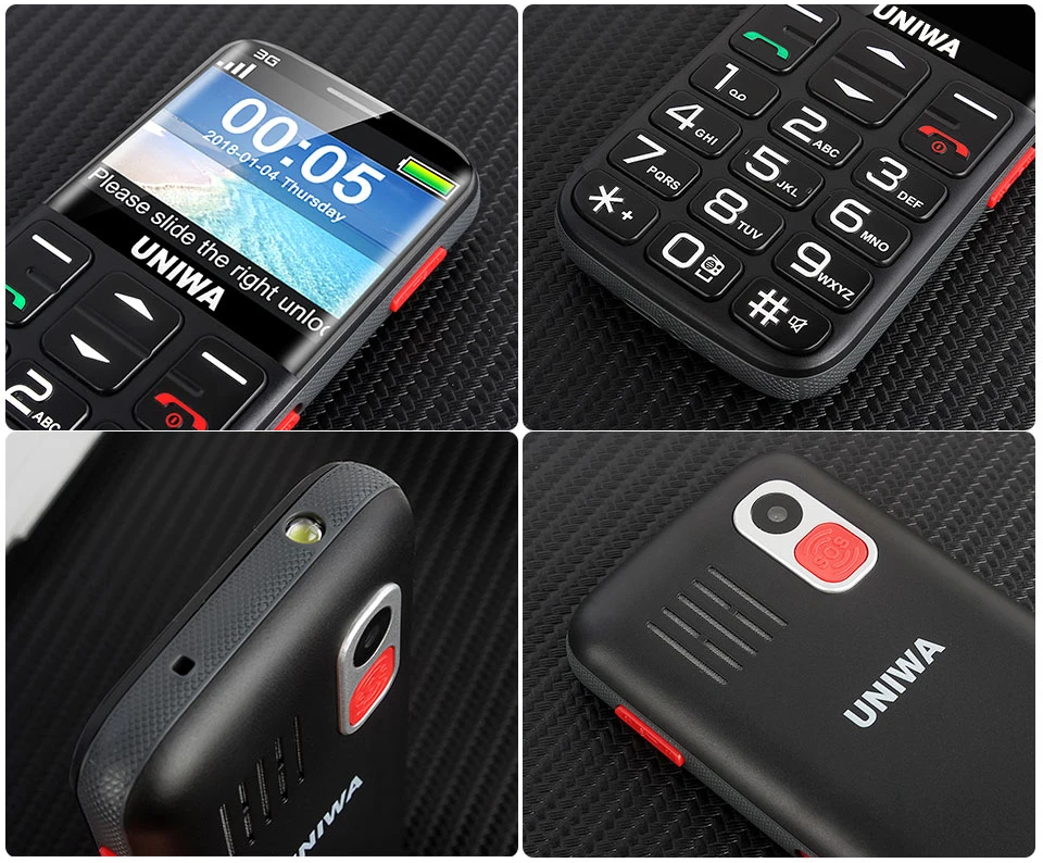 UNIWA V808G английская русская клавиатура 10 дней в режиме ожидания 3g WCDMA сильный фонарь Мобильный телефон большой SOS 3g мобильный телефон