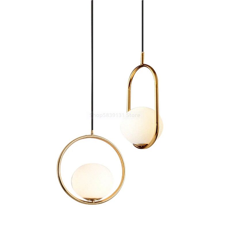 

Nordic Modern Glass Ball Pendant Lights Bedroom Living Room Kitchen Hotel Hoop Hanging Lamps Lustre Luxury LED Art Decor Light