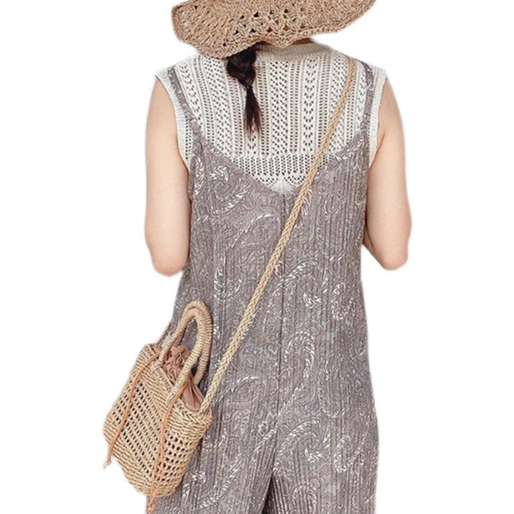 

Japanese Style Plus Size Women's Summer New Printing Crimping Korean Fashion Temperament Loose Sling Jumpsuit 2021