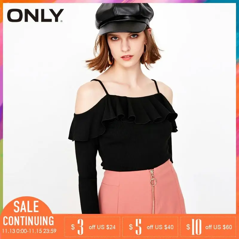 Только 2019 Весна Лето Новая женская с открытыми плечами гофрированные бретельки