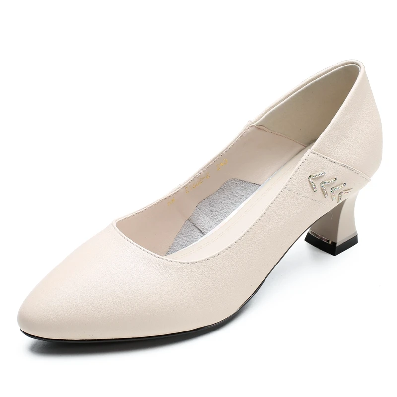 

Wedding Shoes Women 2021 Spring New Women Shoes Red Genuine Leather Pointed Toe Professional Fashion Single Shoes Women