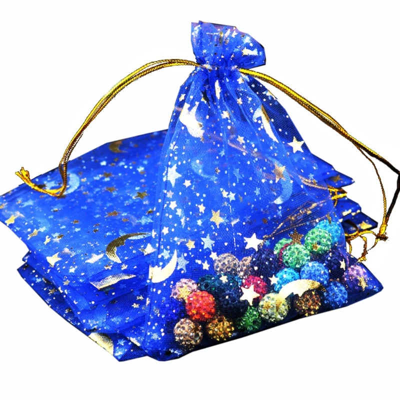 

Moon Star Drawstring Organza Bags Drawstring Small Jewelry Gift Bag Pouch 100Pcs