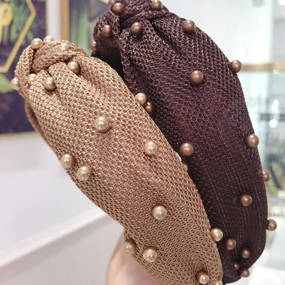 

Fabric beaded wide headband sweet temperament female headband fashion wild personality accessories casual hair hoop