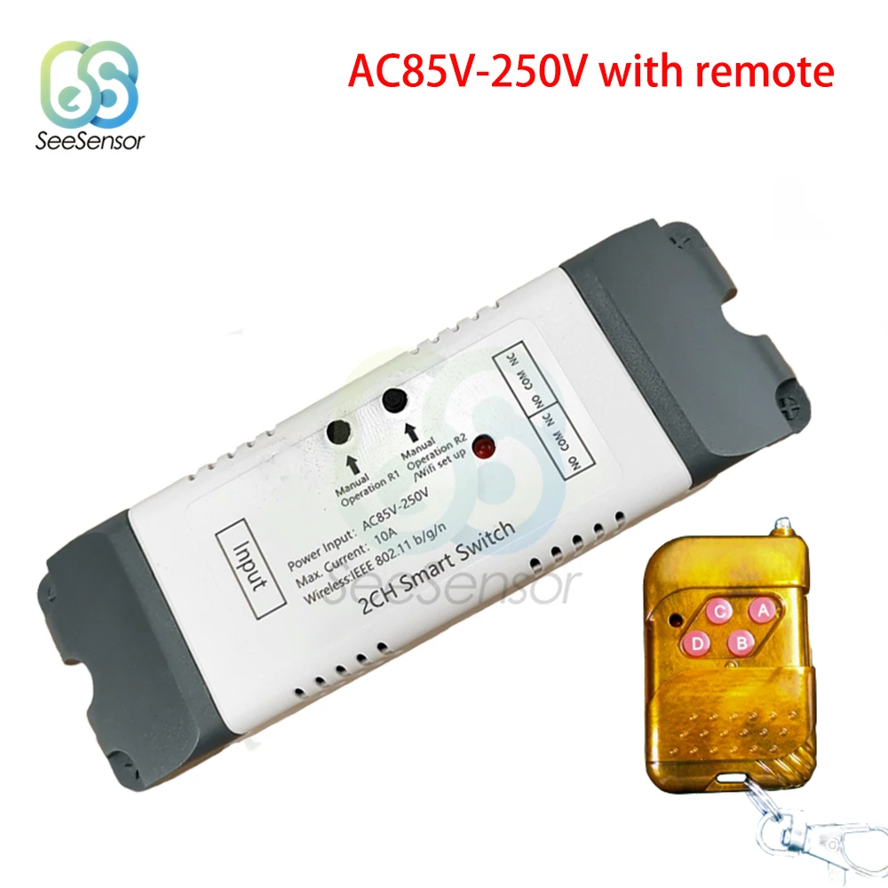 AC85V-250V AC/DC7V-32V 2 Wifi реле канала модуль Smart WiFi дистанционное управление беспроводной