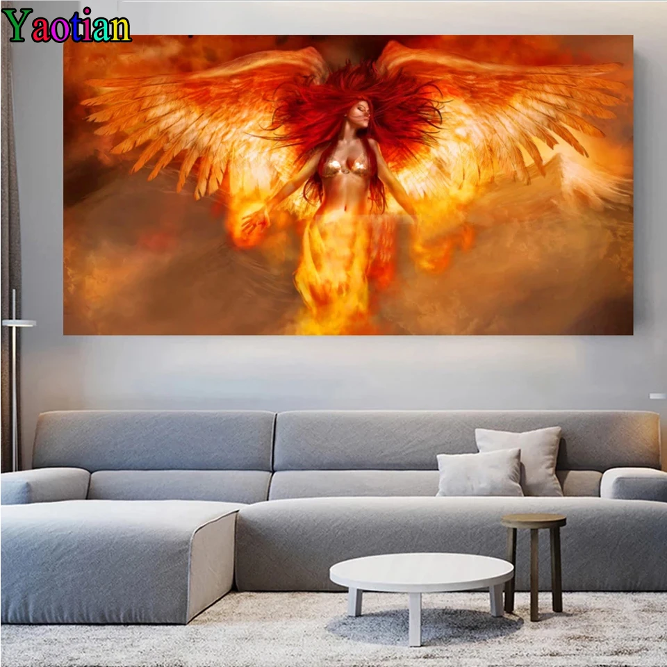 

Flame Angel diamond embroidery 5d diy diamond painting cross stitch full square round diamond embroidery large wall decor