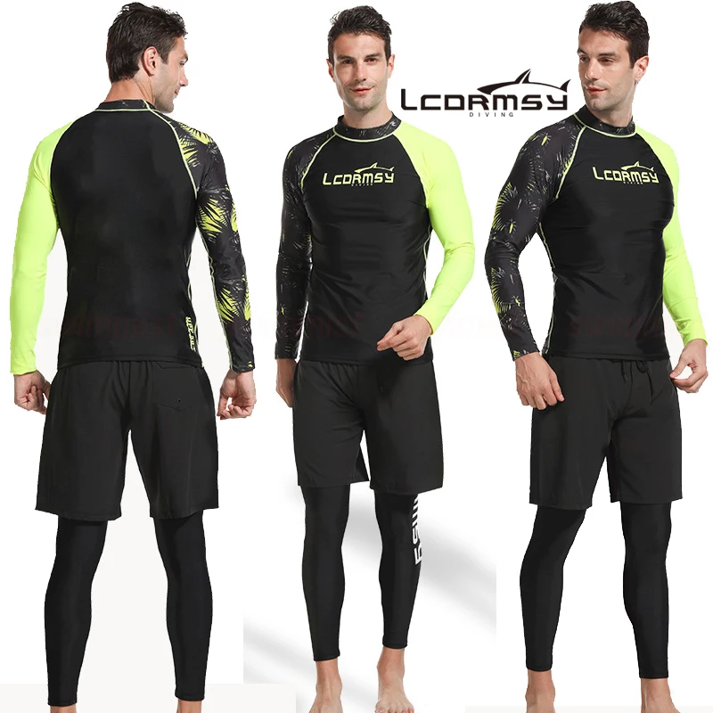 LCDRMSY MEN'S RASH GUARDS BEACH LONG SLEEVES SURF SWIMMING TOP SHIRT PANT SHORTS SET WATER SPORTS WETSUITS QUICK-DRYING UPF 50+ | Спорт и
