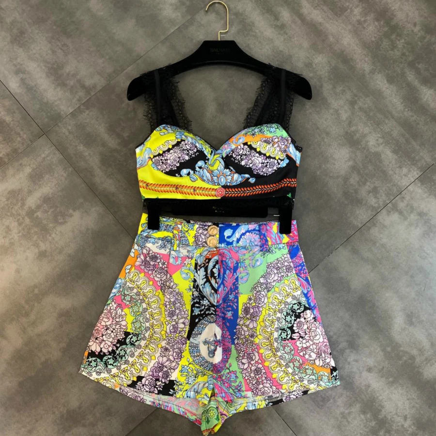 Летние кружевные цветные топы на бретельках с цветочным принтом без бретелек