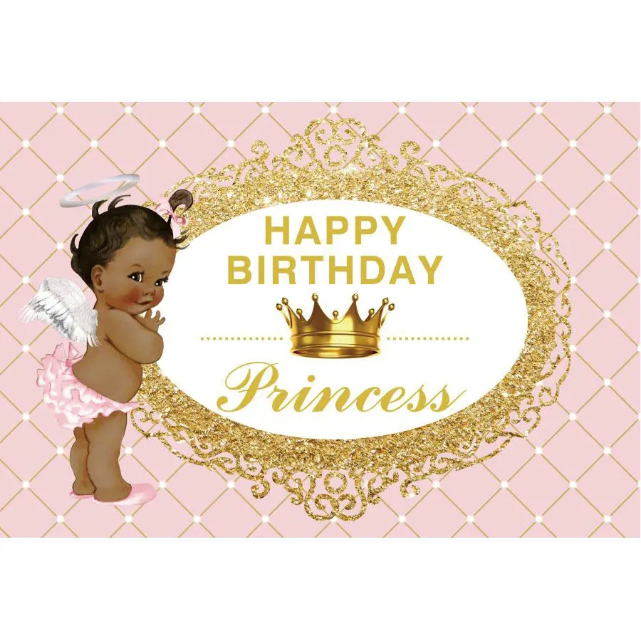 

Happy Birthday Princess Backdrop Blush Pink Photography Background Celebration Photo Booth Studio Decor