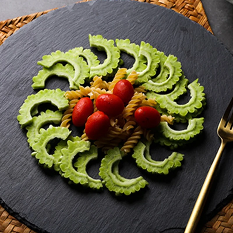 20 см новые западные круглые натуральные тарелки для стейков сланец обеденная