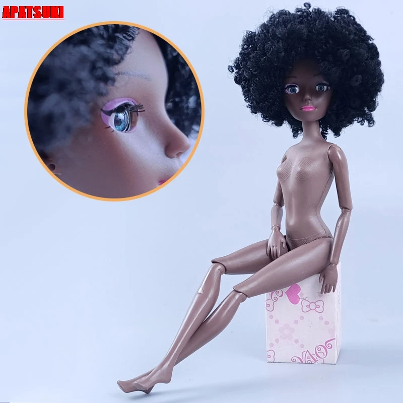 

Black Hair 11.5" 1/6 BJD Doll Chocolate Nude Naked Body With 4D Eyes Head 11 Jointed Movable Body 1:6 BJD Dolls Accessories Toys