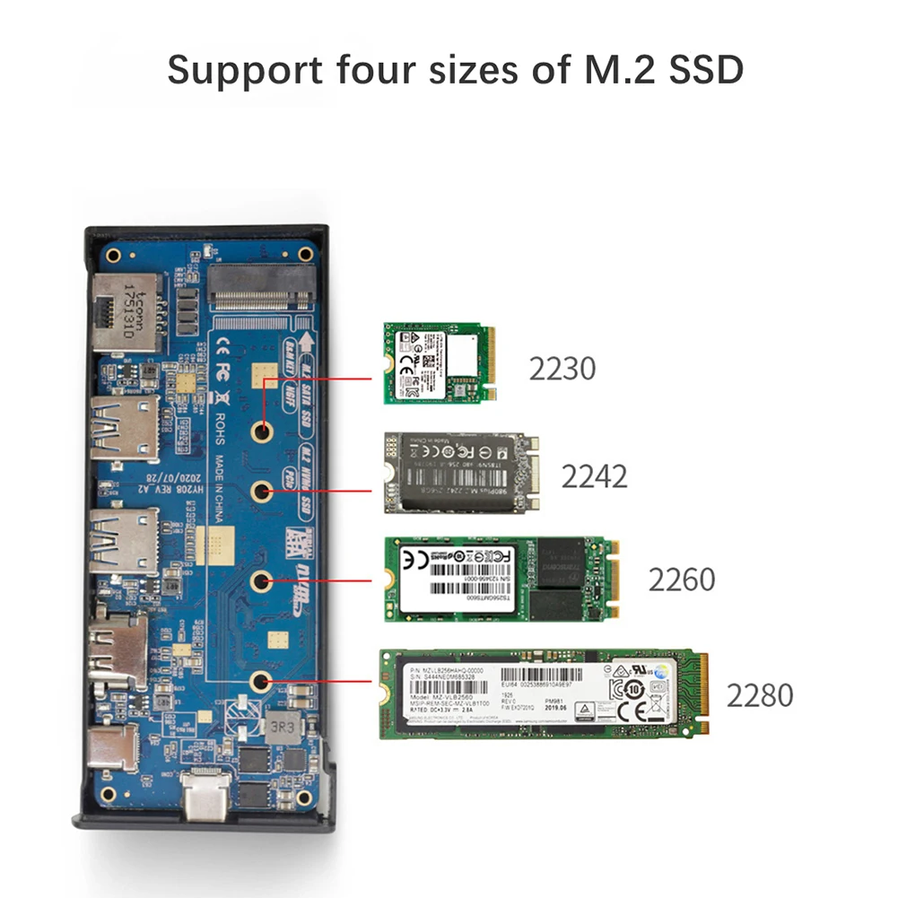 USB-концентратор 6 в 1 Тип C 3 на M.2 NVME NGFF HD 4K 30 Гц 1000M LAN 10 Гбит/с SSD | Компьютеры и офис