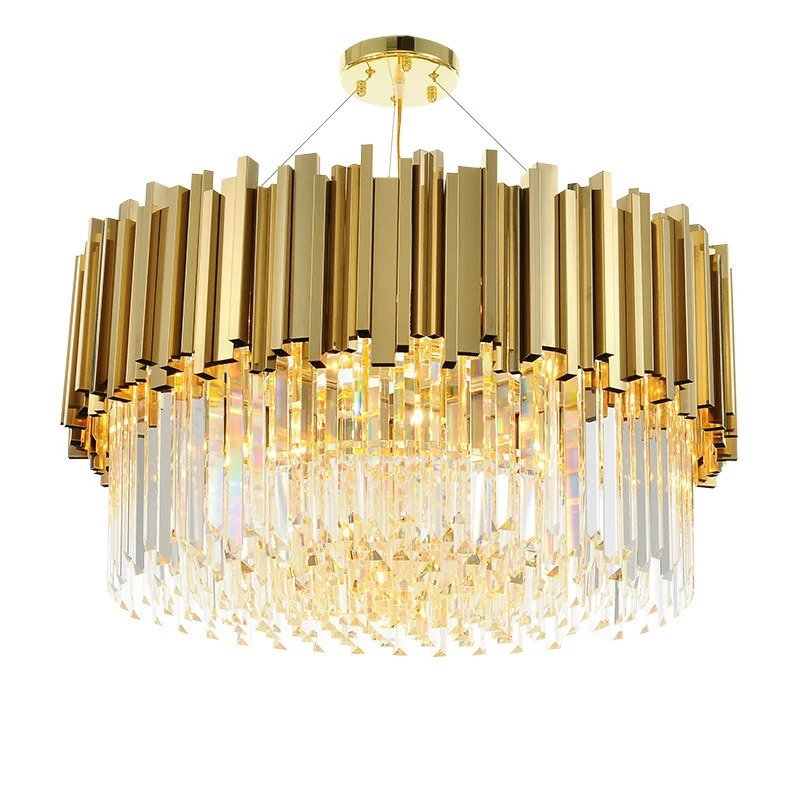 

Роскошная светодиодная хрустальная люстра в стиле пост-модерн, лампа в стиле лофт для гостиной, лампа K9 в скандинавском стиле, Золотая Люстр...