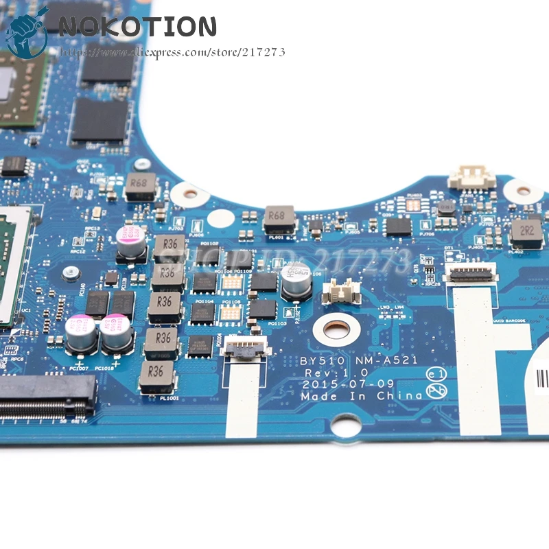NOKOTION BY510 NM A521 основная плата для Lenovo Ideapad Y700 15ACZ Материнская ноутбука 15 6 дюймов FX