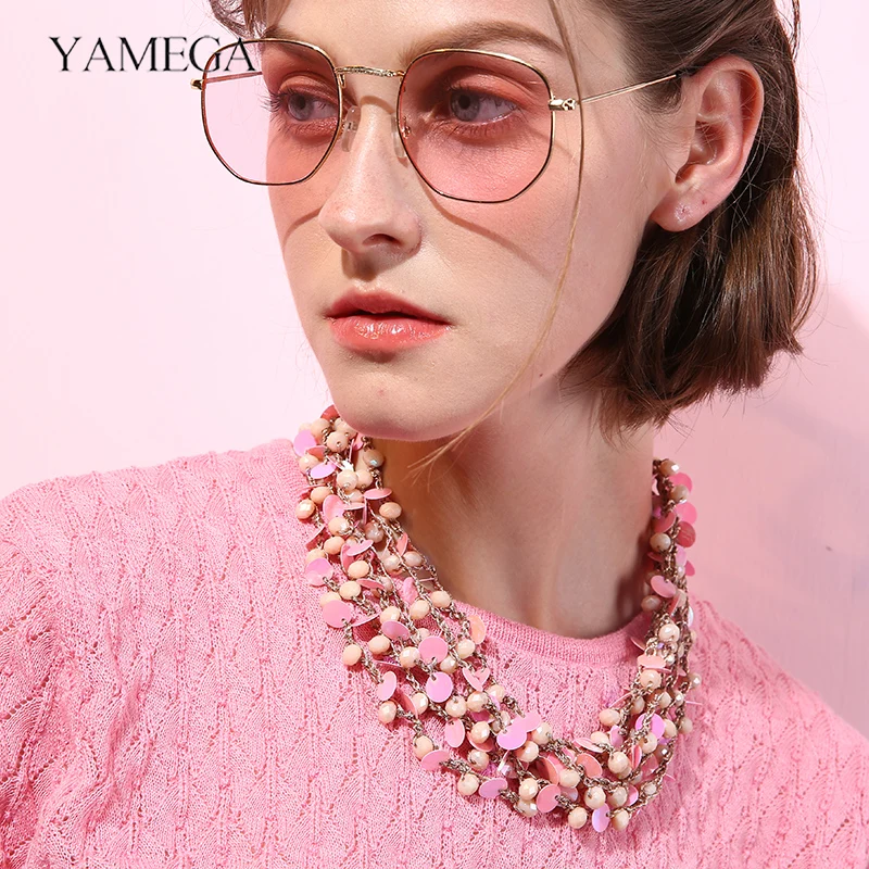 YAMEGA ожерелья ручной работы из бисера с кристаллами и блестками Превосходное