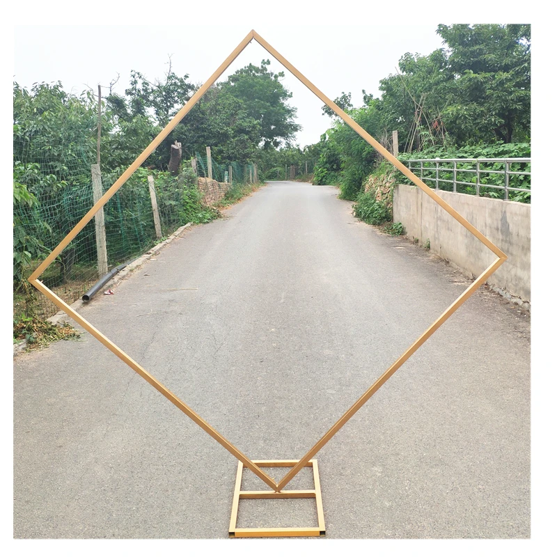 

4 PCS Wall Backdrops Metal Frame Wedding Arch Rhombus Shelf Geometry Flower Stand Shooting Props Party Stage Arrangement Decor
