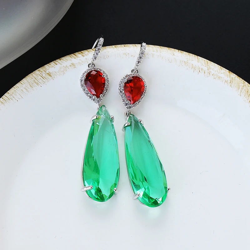 Очень девушка 50 мм в форме капли серьги персонализированные зеленые со стразами