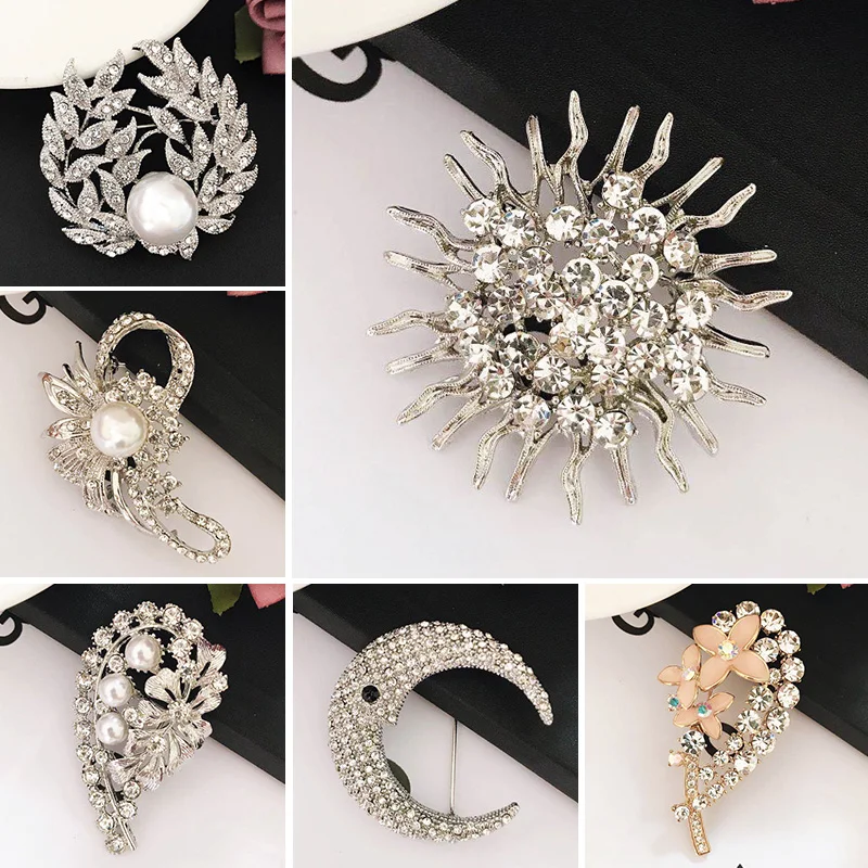 Модные Броши Стразы с жемчугом Свадебная вечеринка Повседневная офисная брошь