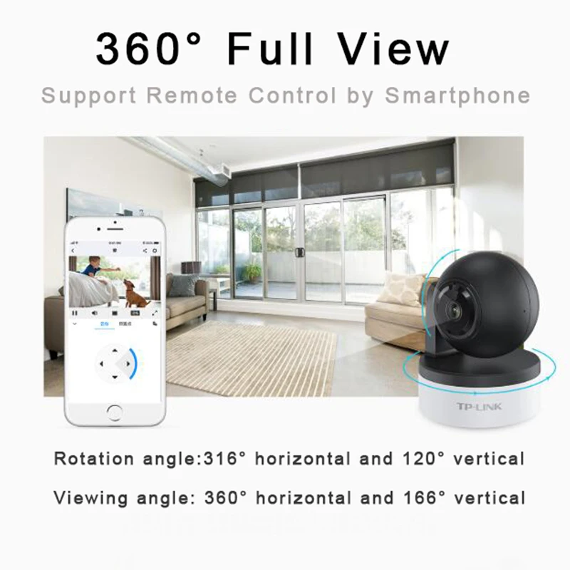 Беспроводная сетевая камера видеонаблюдения TP-Link 2 МП PTZ Wi-Fi IP 360 градусов Full View 1080P