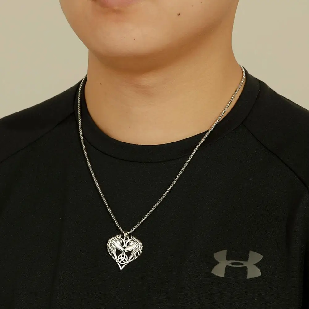 Fishhook Двойной Волчья Голова сердце животное Ирландский Узел викинга Винтаж