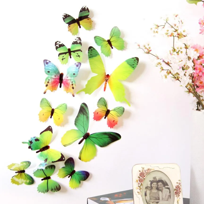 12 шт. DIY Реалистичные 3D многоцветные бабочки на магните магнит холодильник