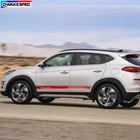 Гонки Спорт полосы для Hyundai Tucson автомобиль Стайлинг Дверь боковая юбка стикер Авто тело Декор виниловая наклейка DIY внешние аксессуары