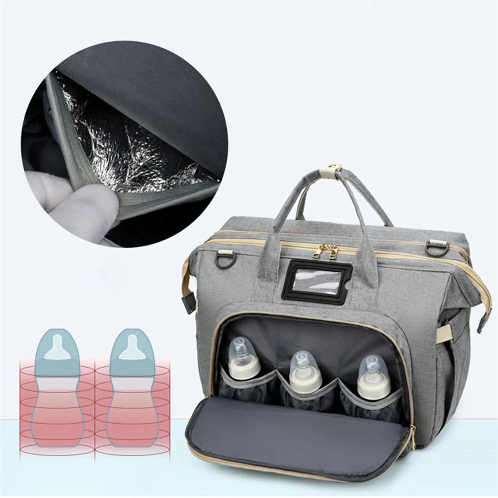

Portable Baby Diaper Bag Large Capacity Bag Multi-Function Mommy Bag Outdoor Baby Folding Bed With Adjustable Strap Waterproof