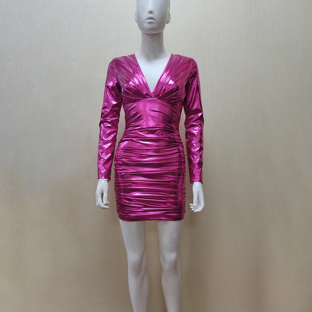 Женское облегающее платье HQBORY Красное Облегающее Платье с v-образным вырезом и