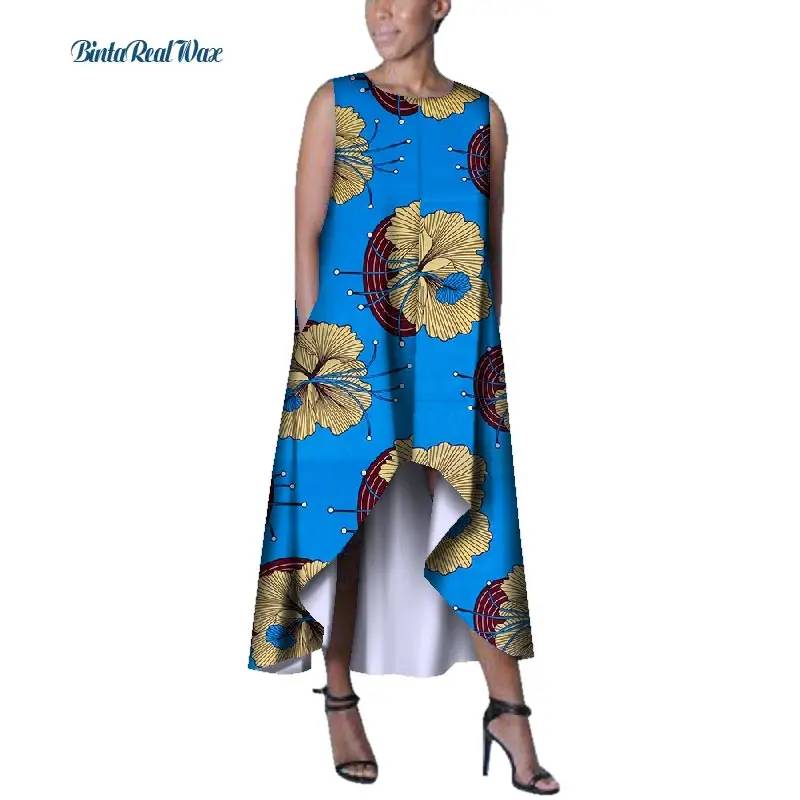 

New Arrival African Wax Print Dresses for Women Bazin Riche Costom Long Dress Plus Size Traditional African Clothing WY3269