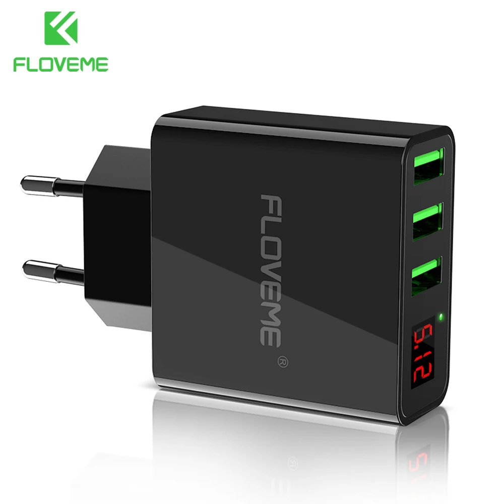 Зарядное устройство FLOVEME со светодиодным цифровым дисплеем и 3 USB