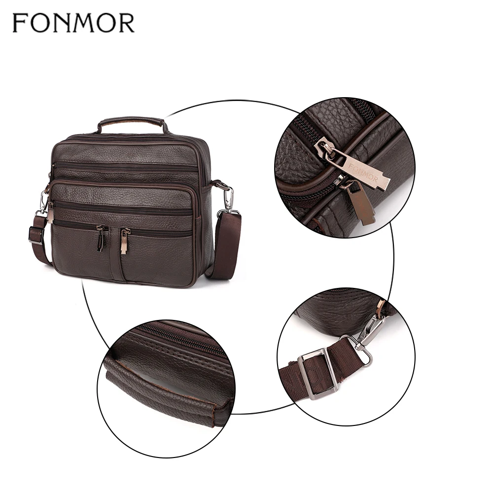 Fonmor мужской портфель из натуральной кожи для ноутбука, Воловья сумка для мужчин, сумки на плечо, деловая сумка через плечо, мульти карман на молнии