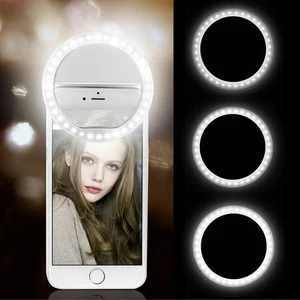 universal selfie lamp ring light para celular portable flash ring 36 leds luminous ring clip light for smart phone free global shipping
