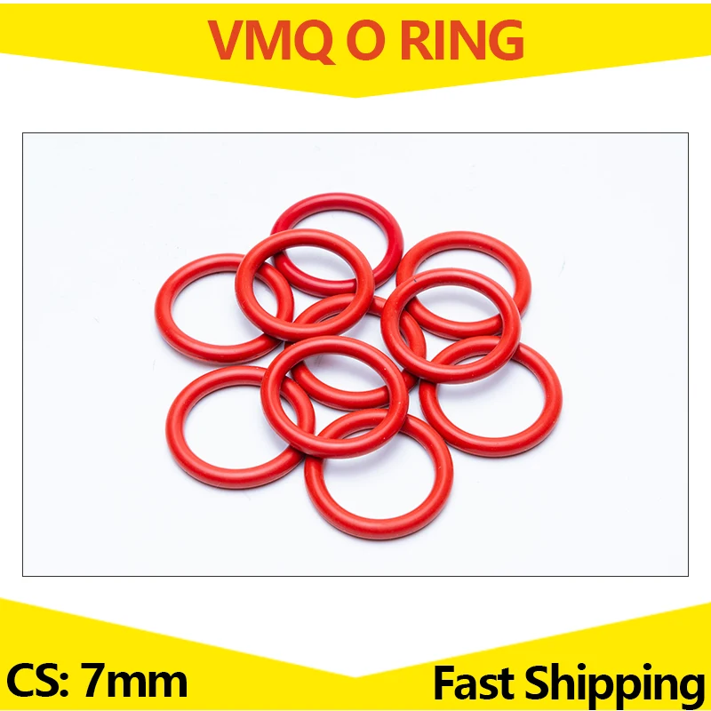 

Red color WD CS 7mm ID 40mm - 700mm Silicone Rubber O-RING VMQ Sealing Rings Repair Skeleton Oil Seal Gasket O Ring Washer