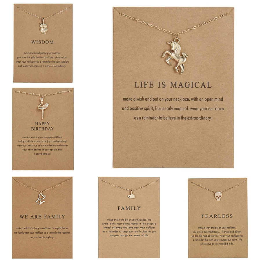 Золото Цвет кота совы Кит лошадь для женщин ожерелье колье подвеска с