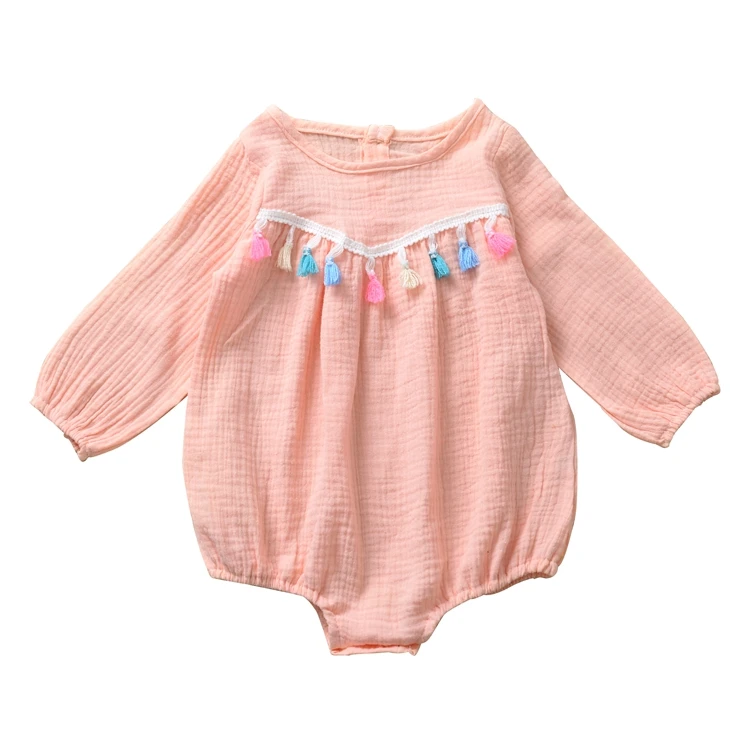 2019 Новый комбинезон для маленьких девочек удобный однотонный с длинными