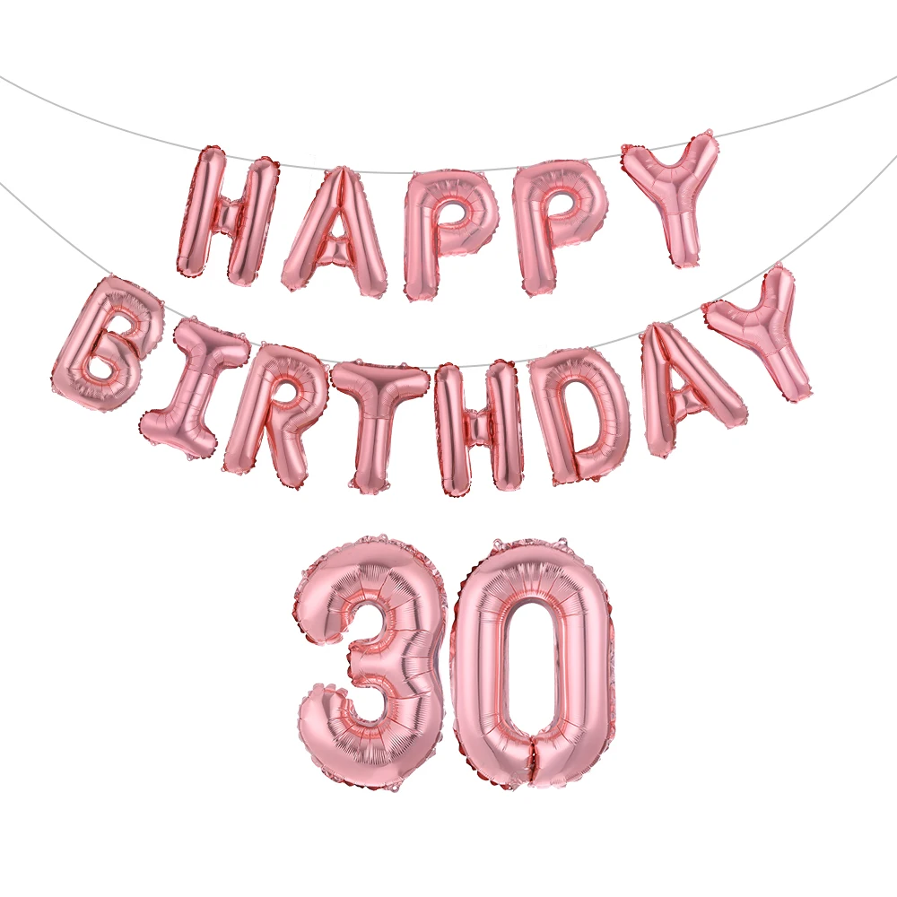 1 комплект 16-дюймовые гелиевые шары из розового золота с надписью Happy Birthrday 18 21 30 40