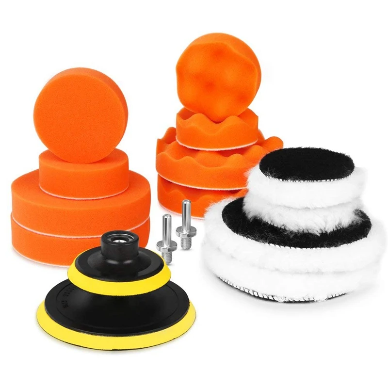 

5 Inch & 3 Inch Drill Buffing Sponge Pads Car Foam Woolen Polishing Pads Kit For Car Buffer Polisher Sanding Waxing Sealing Glaz