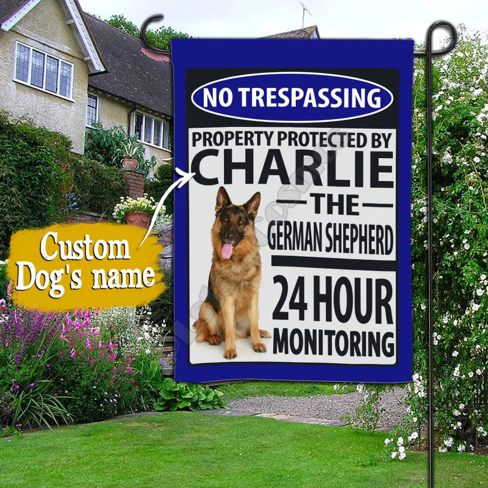 

Dog Flag German Shepherd 24 Hour Monitoring Personalized 3D Printed Garden Flags House Flag Decoration Double-sided Printing