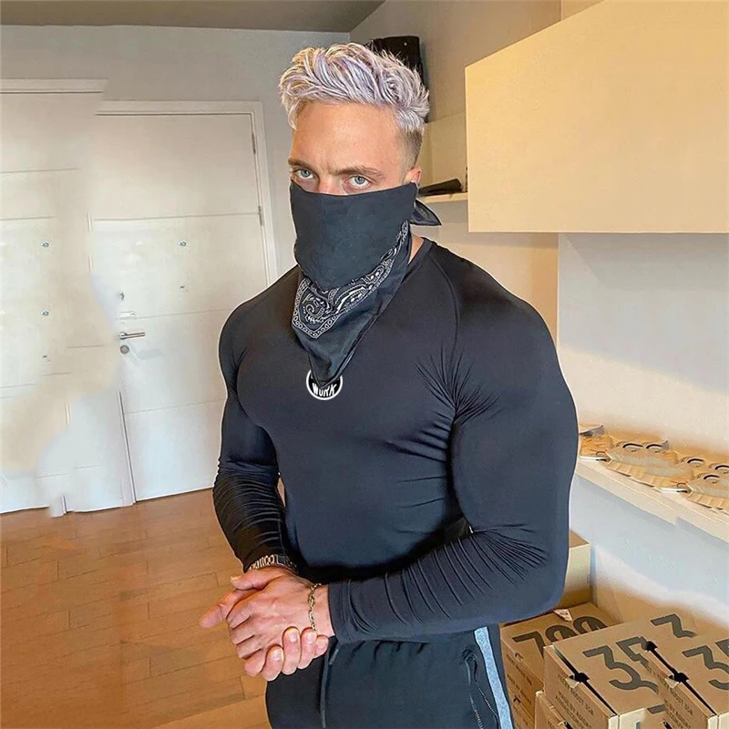 

Мужская футболка для фитнеса Muscleguys, облегающая футболка для бодибилдинга, осенняя Спортивная футболка с длинным рукавом