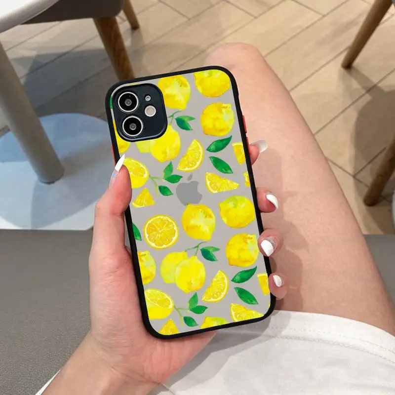 

Summer green leaves fruit lemon Phone Case Matte Bumper For iphone12 11 Pro Max X XS Max XR 7 8 Plus 12mini Translucent Cover