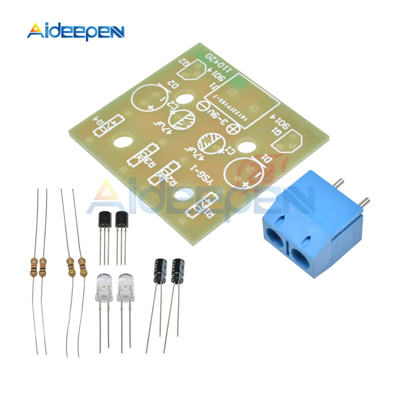 DC 3 V-14 V 5MM Flash Light Blue Светодиодный модуль DIY Kit транзистор 30K сопротивление 22 мкФ электролитические конденсаторы без кабеля Dupont