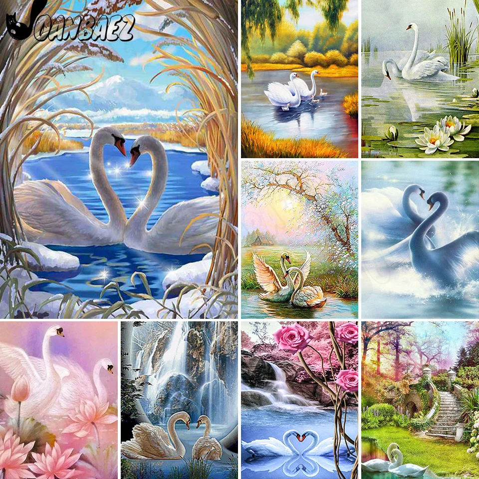 

Beautiful Water Swan Diamond Painting 5D Diy Wall Art Love Diamond Embroidery Inlaid Home Room Decoration Gift Accessories