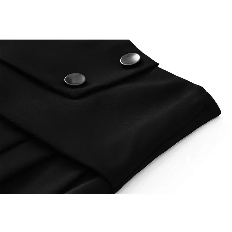 Женская модная черная плиссированная юбка Y2K двубортная уличная одежда в стиле