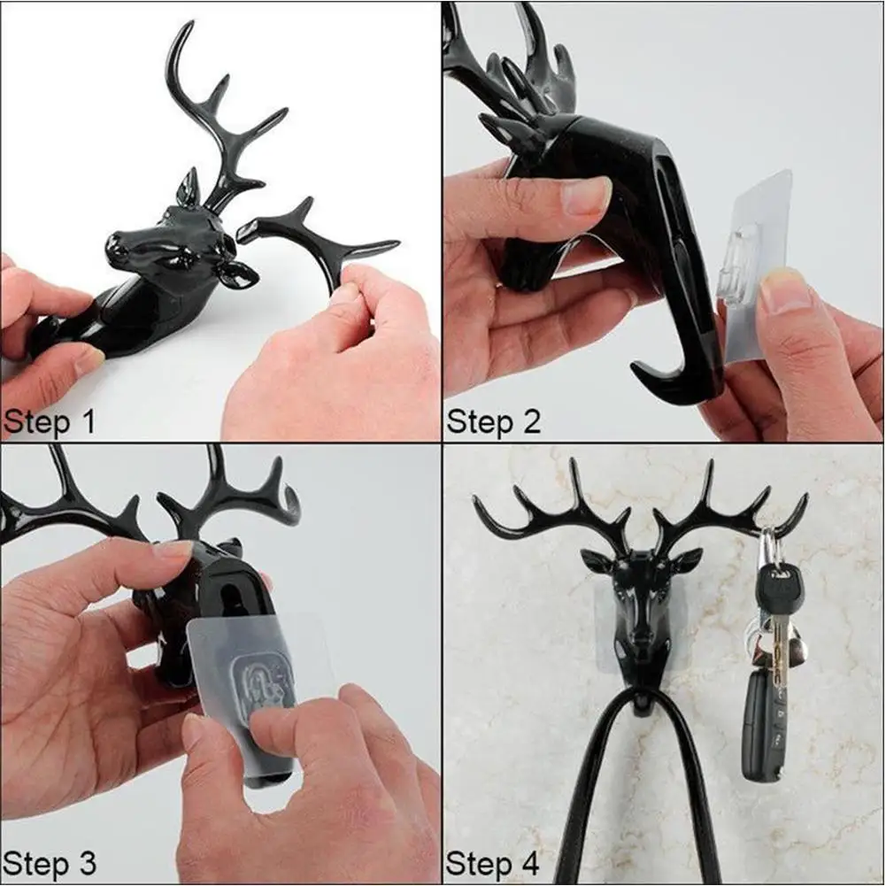 

Hook American Deer Horn Decorative Hanger Rack Self-adhesive Wall Home Key Hanging Hook Stick Rack Wall Seamless Punch-free E4Z9