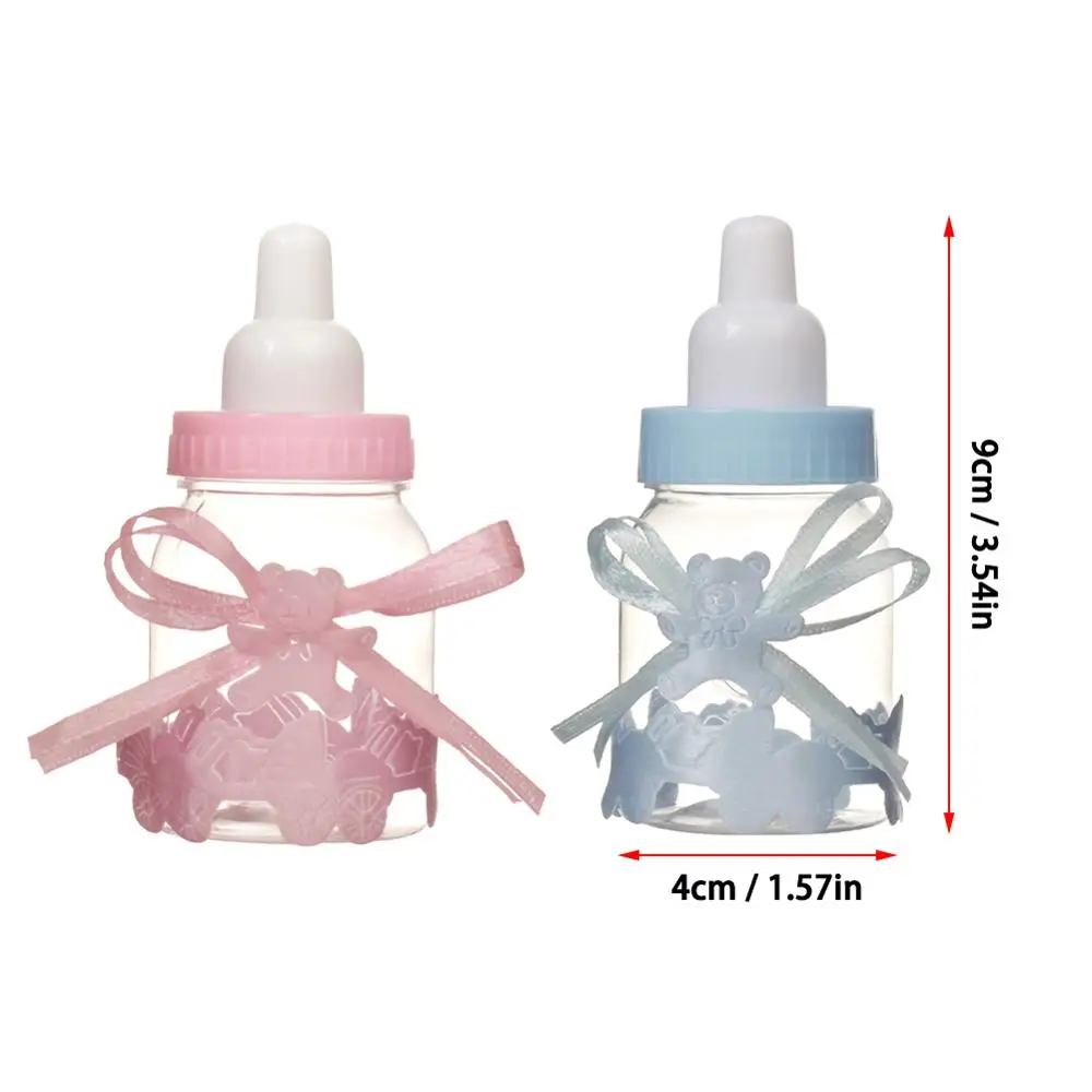 

24pcs bottle blue plastic Baby baptism birthday Party candy packaging gift box cellofaan Transparent candy box